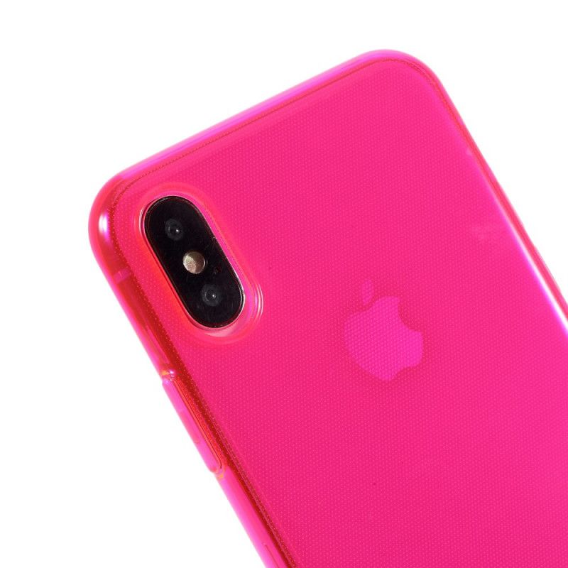 Case Hoesje iPhone X Geel Magenta Telefoonhoesje Gekleurde Transparante Siliconen