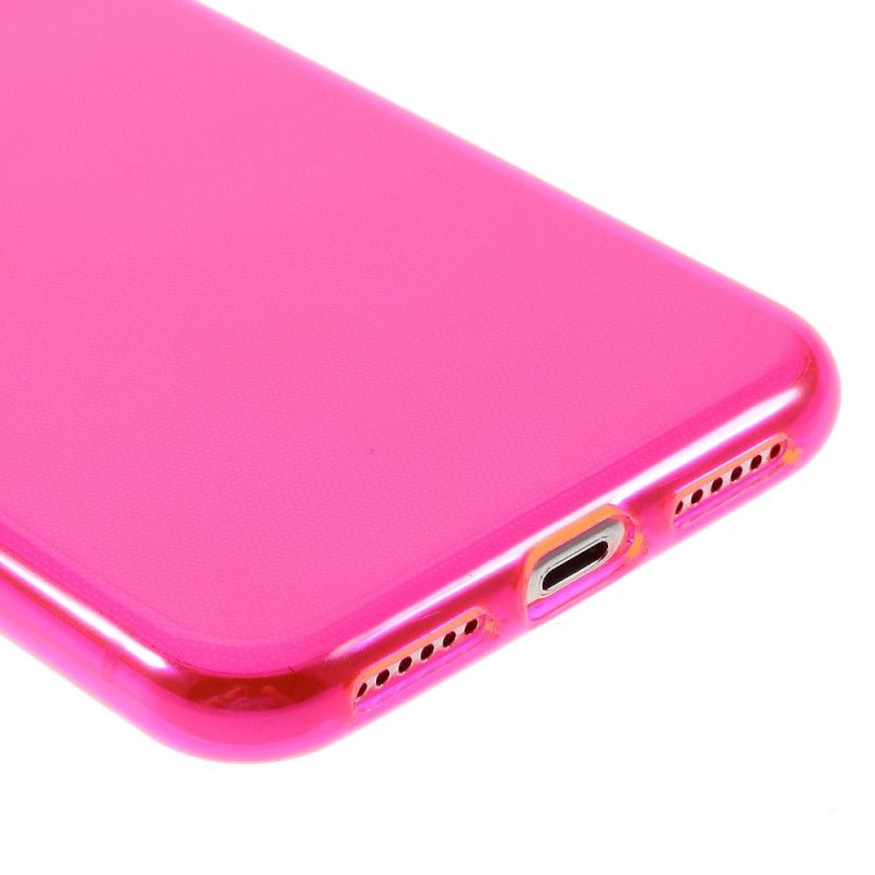 Case Hoesje iPhone X Geel Magenta Telefoonhoesje Gekleurde Transparante Siliconen