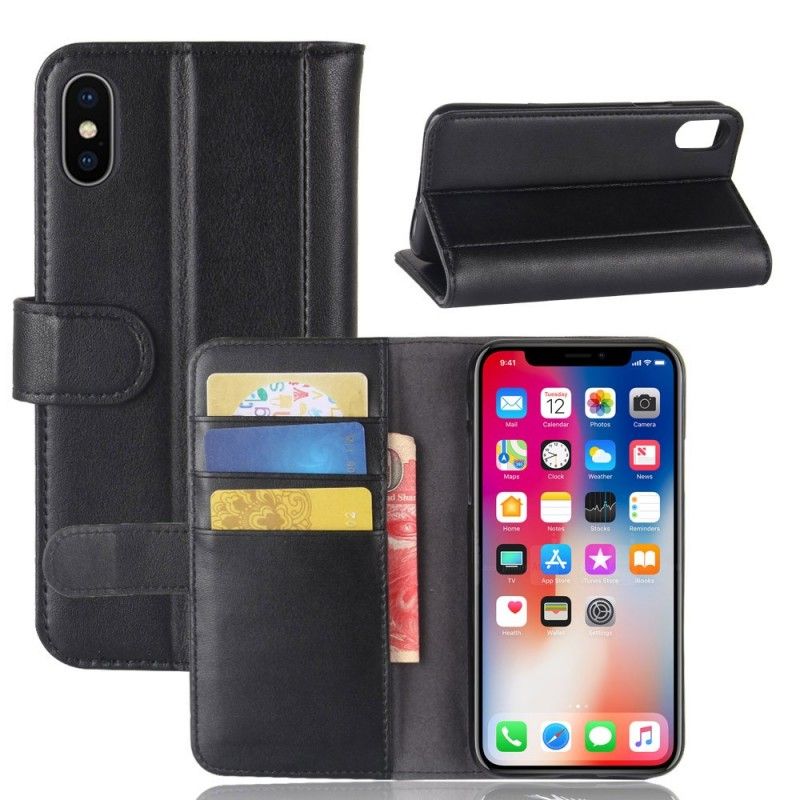 Cover Folio-hoesje iPhone X Zwart Telefoonhoesje Splitleer