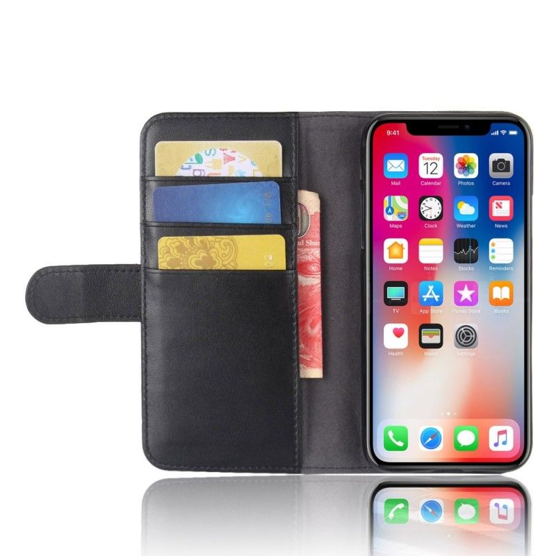 Cover Folio-hoesje iPhone X Zwart Telefoonhoesje Splitleer