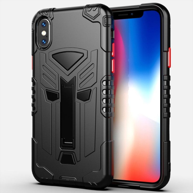 Cover Hoesje iPhone X Geel Zwart Telefoonhoesje Schild Met Kruk
