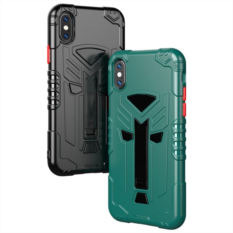 Cover Hoesje iPhone X Geel Zwart Telefoonhoesje Schild Met Kruk