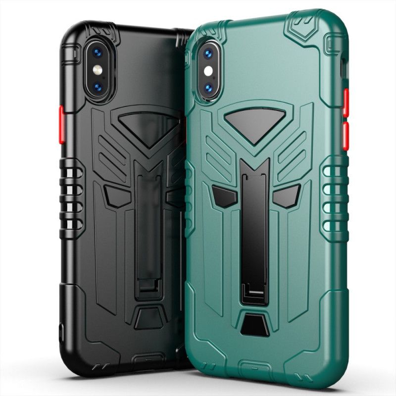 Cover Hoesje iPhone X Geel Zwart Telefoonhoesje Schild Met Kruk