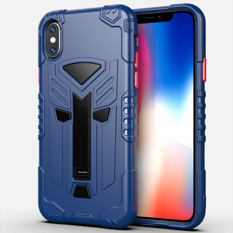 Cover Hoesje iPhone X Geel Zwart Telefoonhoesje Schild Met Kruk