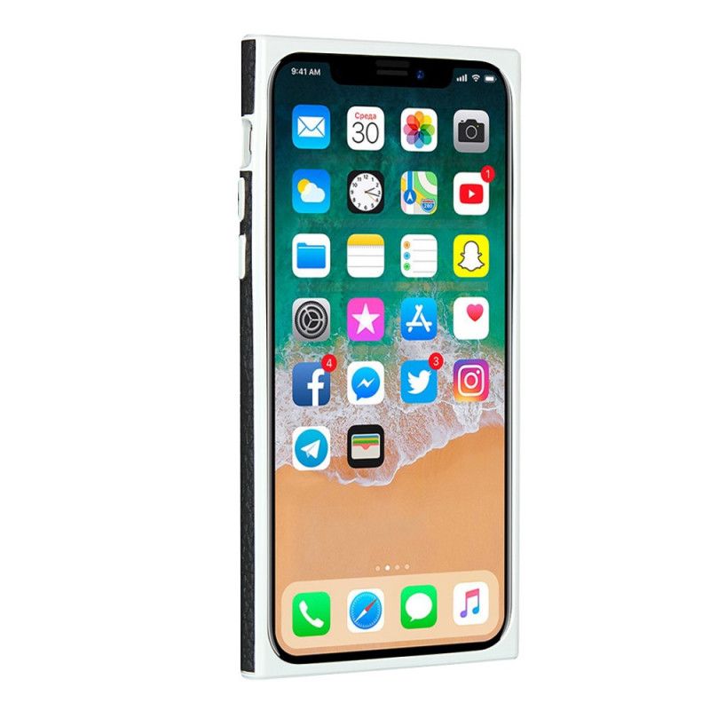 Cover Hoesje iPhone X Grijs Zwart Telefoonhoesje Kaarthouder Van Echt Lychee Leer Met Lanyard