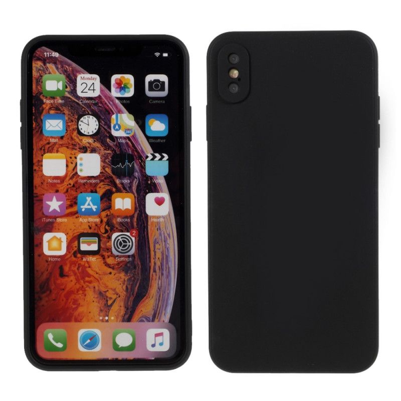 Cover Hoesje iPhone X Rood Zwart Telefoonhoesje Harde Mat Siliconen