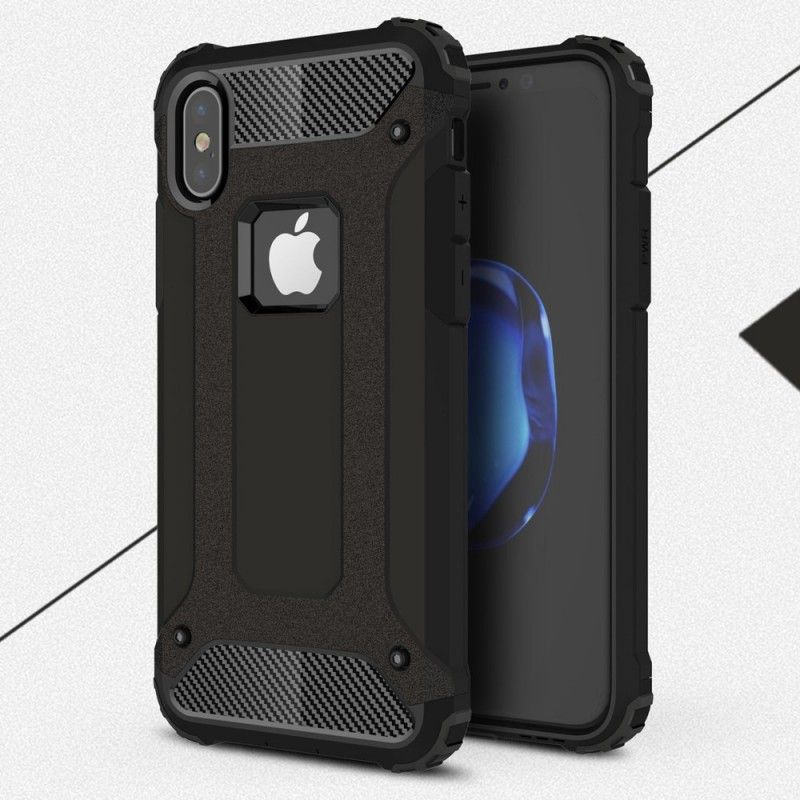 Cover Hoesje iPhone X Rood Zwart Telefoonhoesje Overlevende