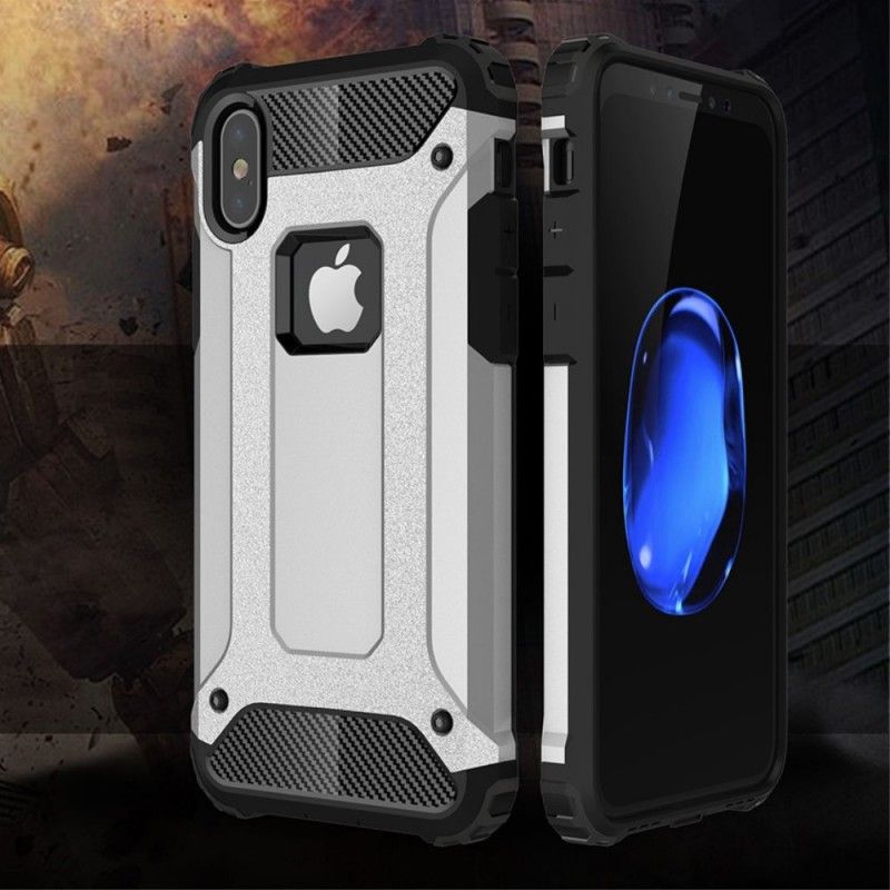 Cover Hoesje iPhone X Rood Zwart Telefoonhoesje Overlevende