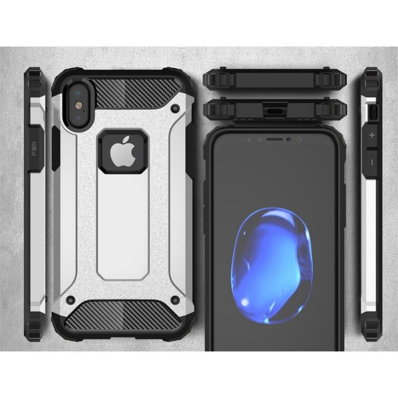 Cover Hoesje iPhone X Rood Zwart Telefoonhoesje Overlevende