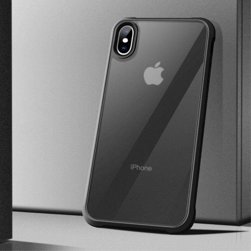 Cover Hoesje iPhone X Rood Zwart Telefoonhoesje Transparante Leeu Beschermkussens