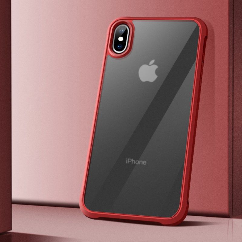 Cover Hoesje iPhone X Rood Zwart Telefoonhoesje Transparante Leeu Beschermkussens