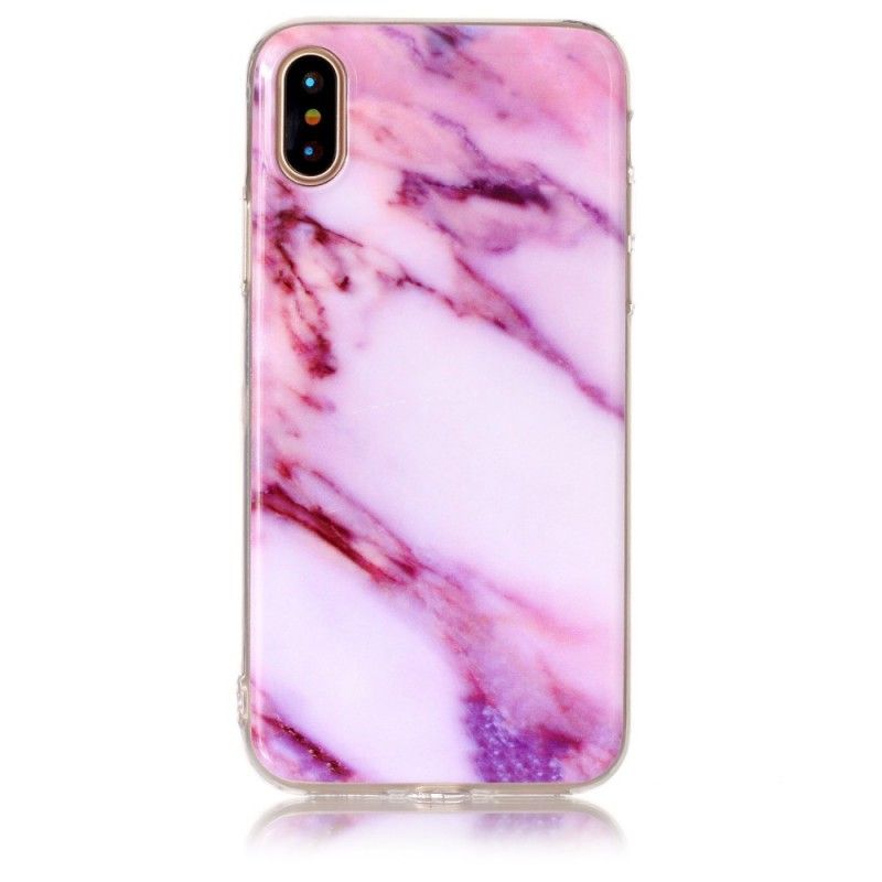 Cover Hoesje iPhone X Wit Zwart Telefoonhoesje Marmer