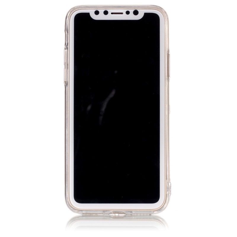 Cover Hoesje iPhone X Wit Zwart Telefoonhoesje Marmer