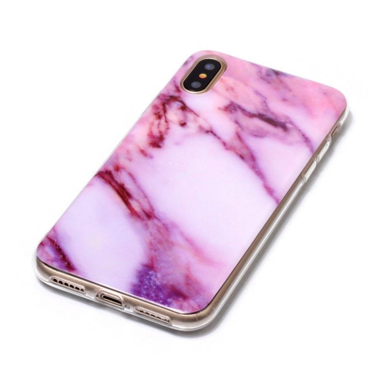 Cover Hoesje iPhone X Wit Zwart Telefoonhoesje Marmer