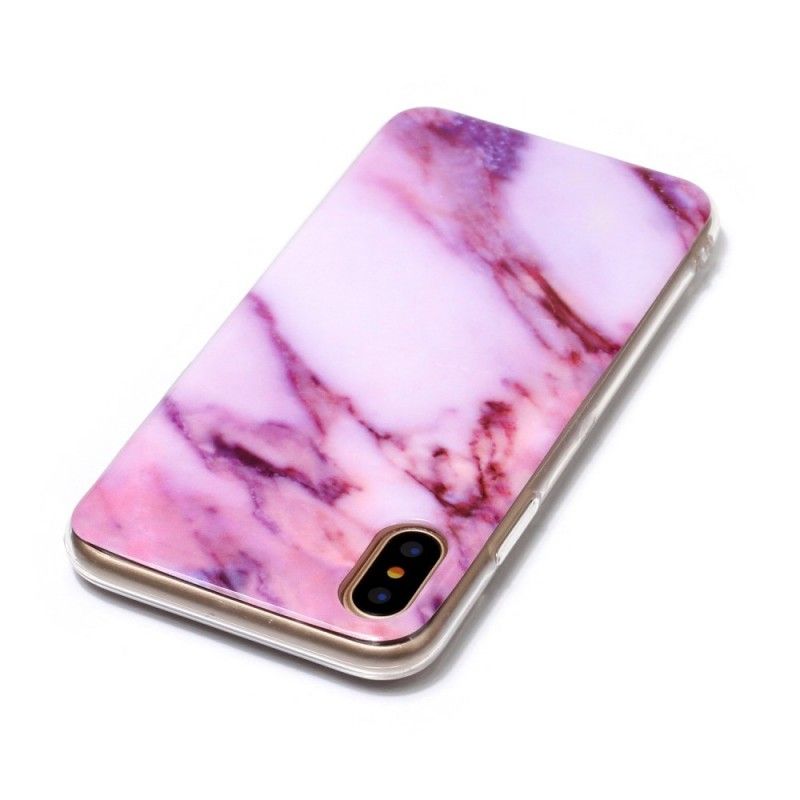 Cover Hoesje iPhone X Wit Zwart Telefoonhoesje Marmer