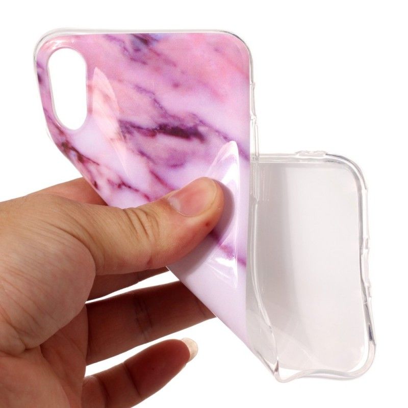 Cover Hoesje iPhone X Wit Zwart Telefoonhoesje Marmer