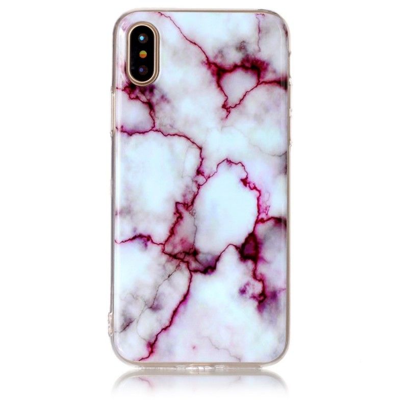 Cover Hoesje iPhone X Wit Zwart Telefoonhoesje Marmer