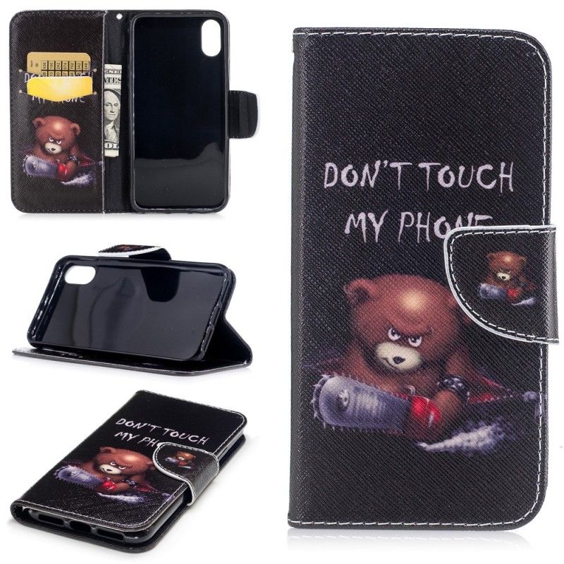 Flip Case Leren iPhone X Gevaarlijke Beer