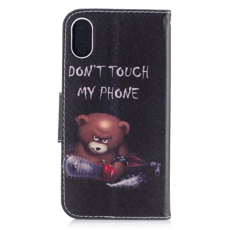 Flip Case Leren iPhone X Gevaarlijke Beer