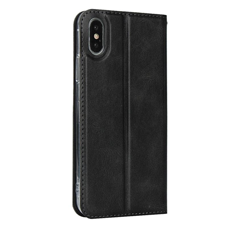 Folio-hoesje iPhone X Rood Zwart Telefoonhoesje Kunstleer Met Riem