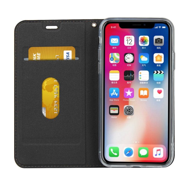 Folio-hoesje iPhone X Rood Zwart Telefoonhoesje Kunstleer Met Riem