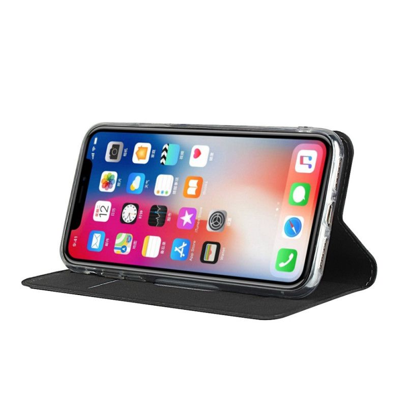 Folio-hoesje iPhone X Rood Zwart Telefoonhoesje Kunstleer Met Riem
