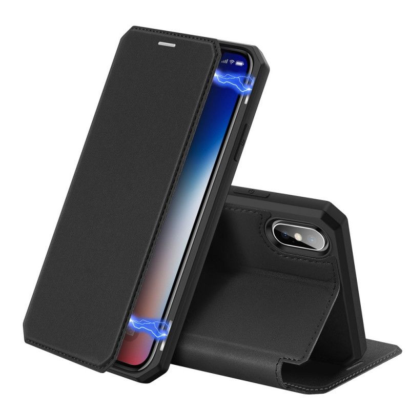 Folio-hoesje voor iPhone X Donkerblauw Zwart Huid X Serie Dux Ducis