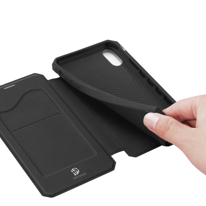 Folio-hoesje voor iPhone X Donkerblauw Zwart Huid X Serie Dux Ducis
