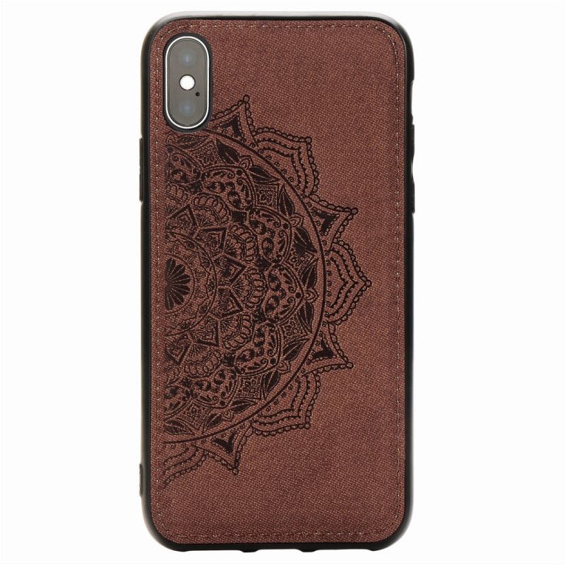 Hoesje iPhone X Bruin Stof En Mandala-Structuur