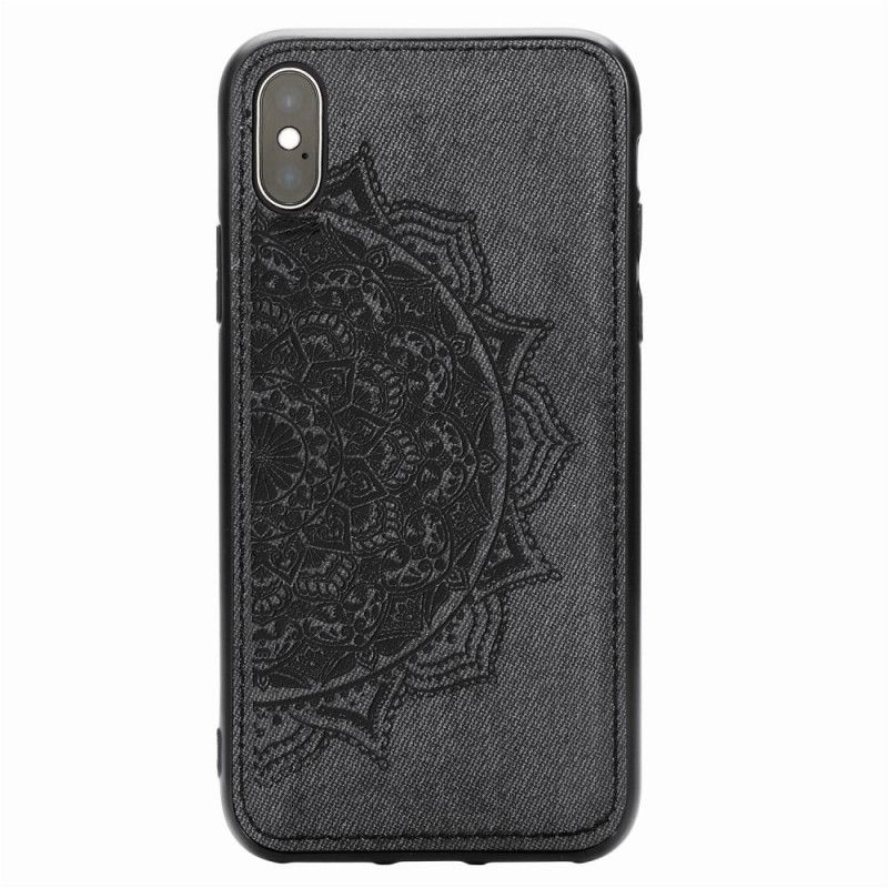 Hoesje iPhone X Bruin Stof En Mandala-Structuur