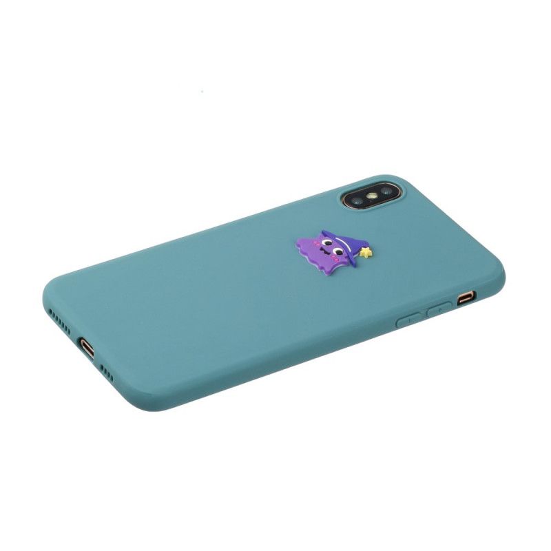 Hoesje iPhone X Grijs Wit Siliconen Grappig Dierenlogo