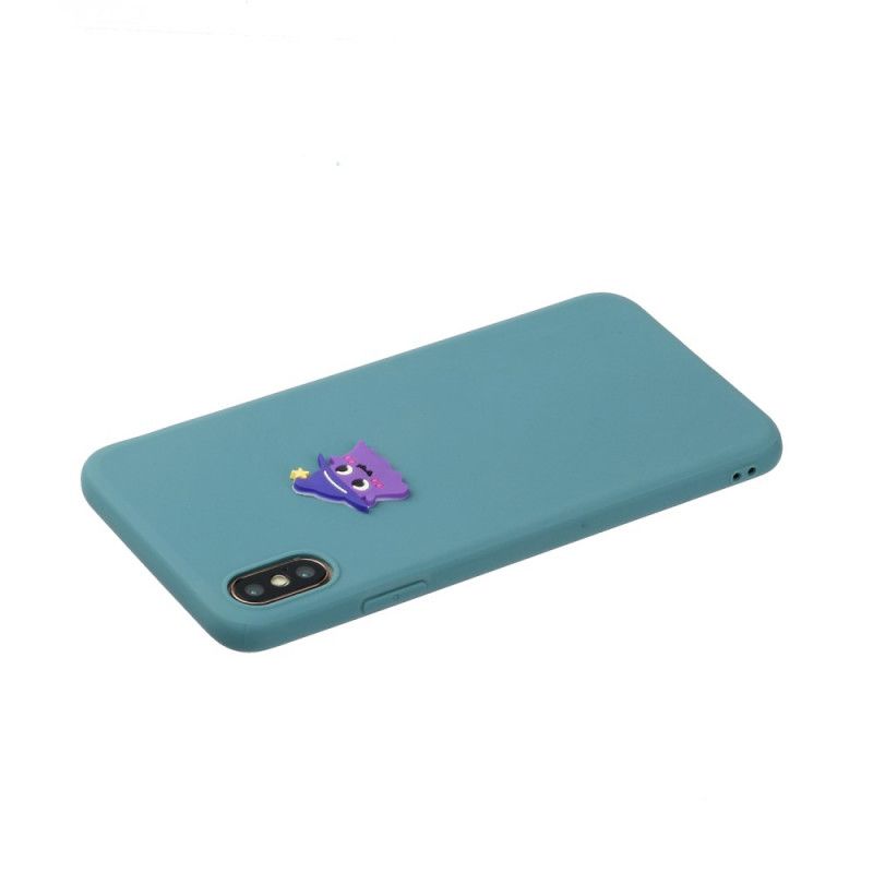 Hoesje iPhone X Grijs Wit Siliconen Grappig Dierenlogo