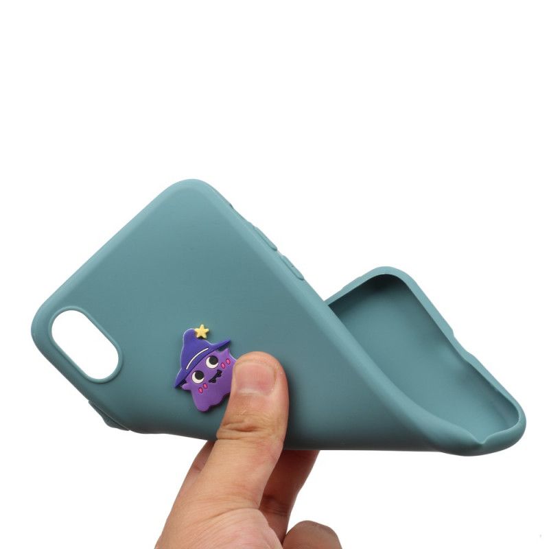 Hoesje iPhone X Grijs Wit Siliconen Grappig Dierenlogo