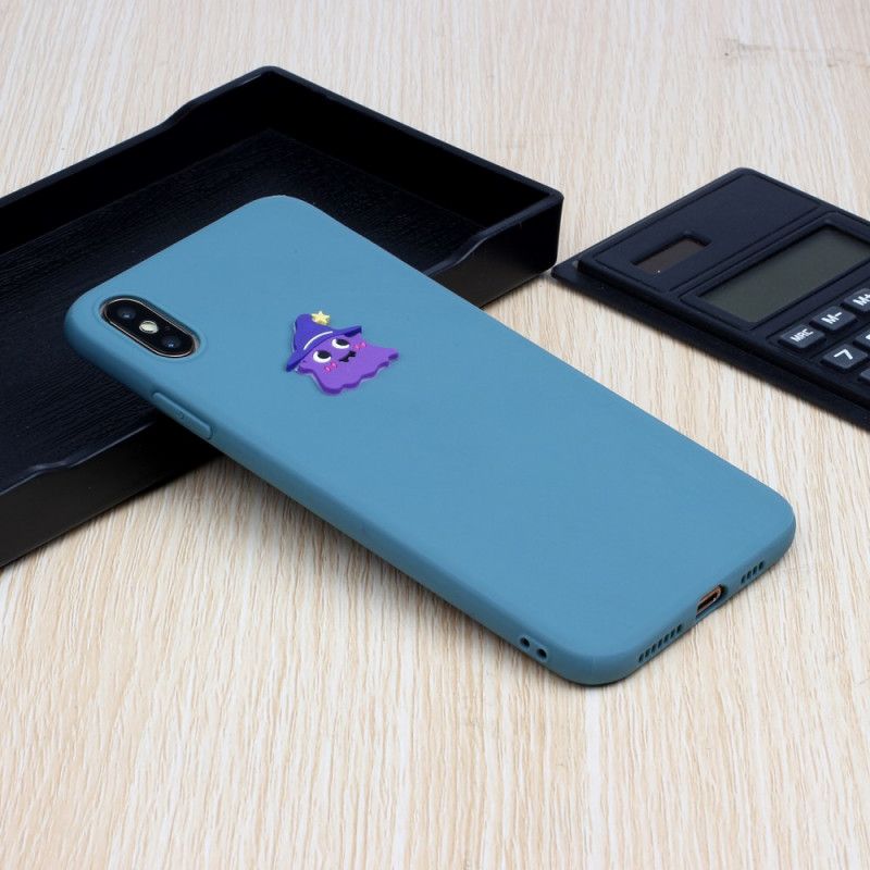 Hoesje iPhone X Grijs Wit Siliconen Grappig Dierenlogo