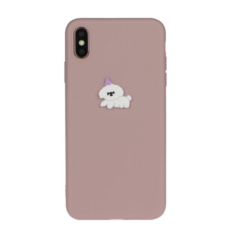 Hoesje iPhone X Grijs Wit Siliconen Grappig Dierenlogo