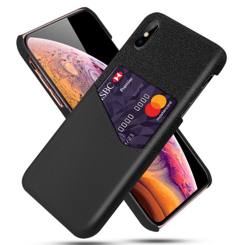 Hoesje iPhone X Grijs Zwart Ksq Kaarthouder
