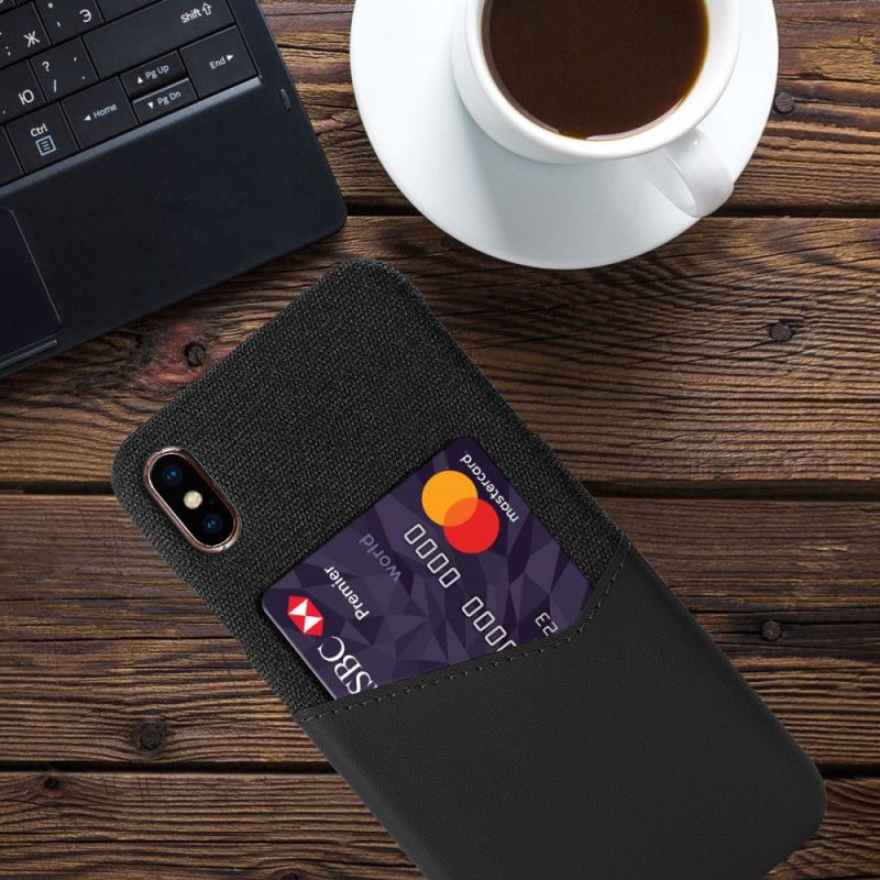 Hoesje iPhone X Grijs Zwart Ksq Kaarthouder