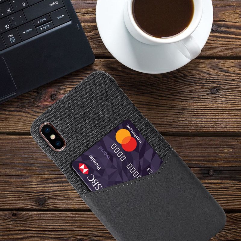 Hoesje iPhone X Grijs Zwart Ksq Kaarthouder