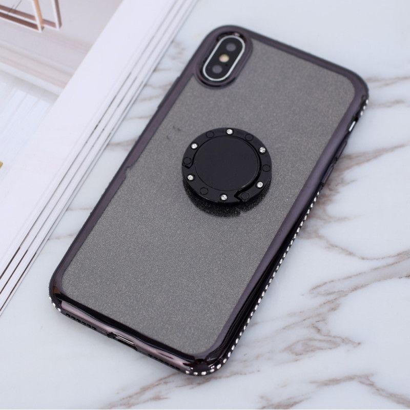 Hoesje iPhone X Rood Ring Met Pailletten En Diamanten