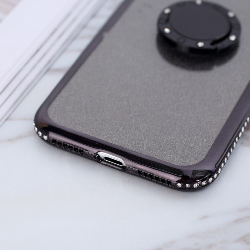 Hoesje iPhone X Rood Ring Met Pailletten En Diamanten