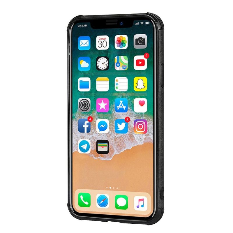 Hoesje iPhone X Rood Tweekleurige Dubbele Kaarthouder