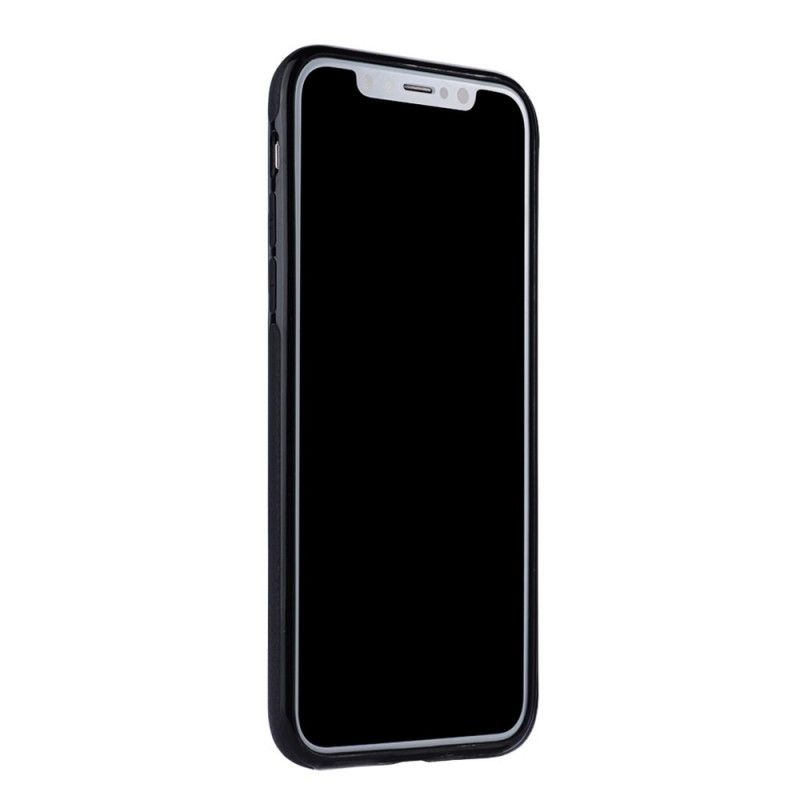 Hoesje iPhone X Rood Zwart Litchi Leder Effect Sulada