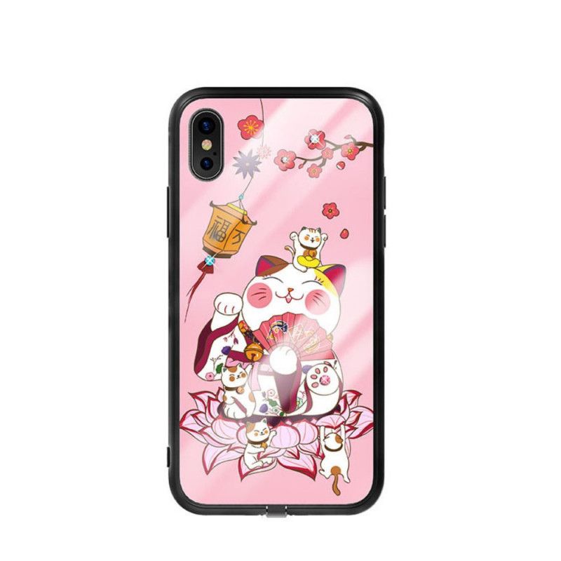 Hoesje iPhone X Roze Rood Lichtgevende En Swarovsky-Steen