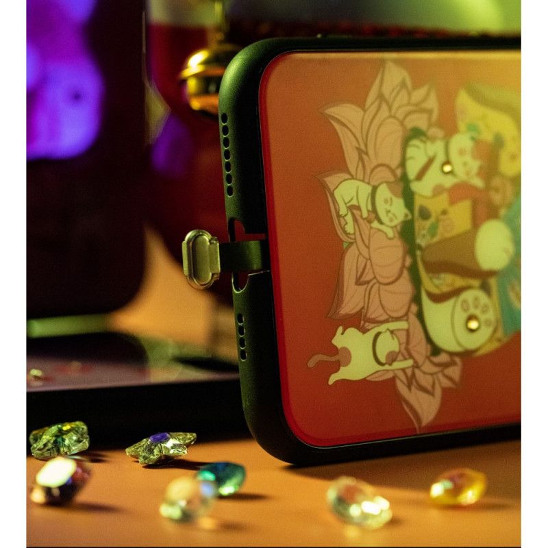 Hoesje iPhone X Roze Rood Lichtgevende En Swarovsky-Steen