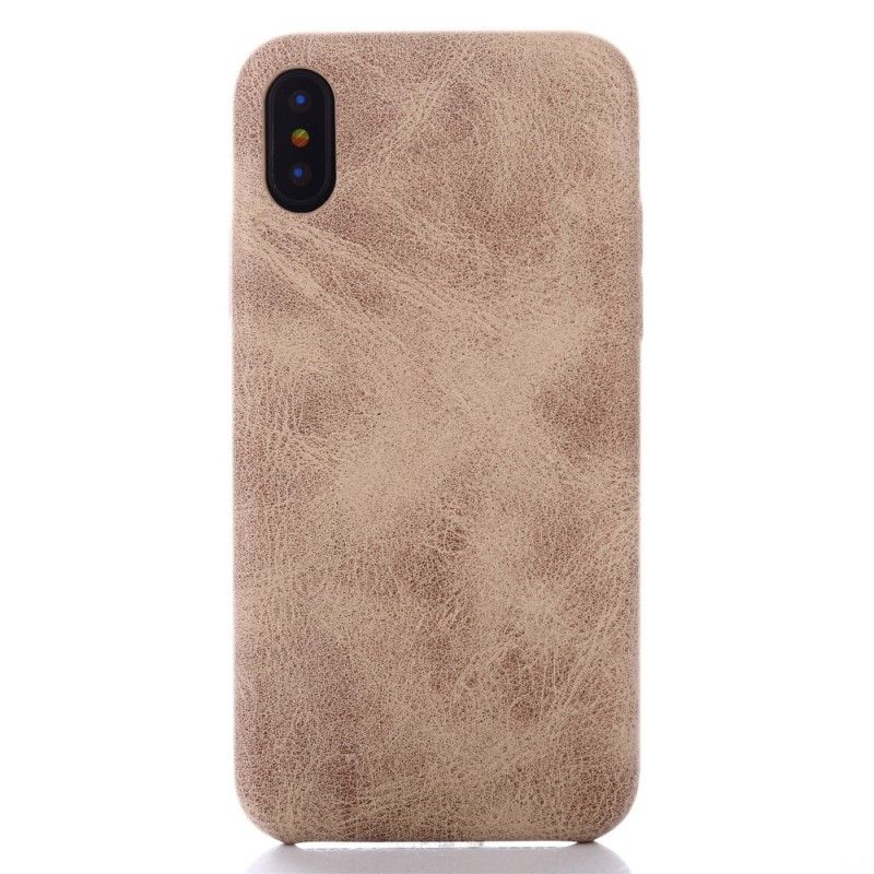 Hoesje iPhone X Taupe Retro Leereffect