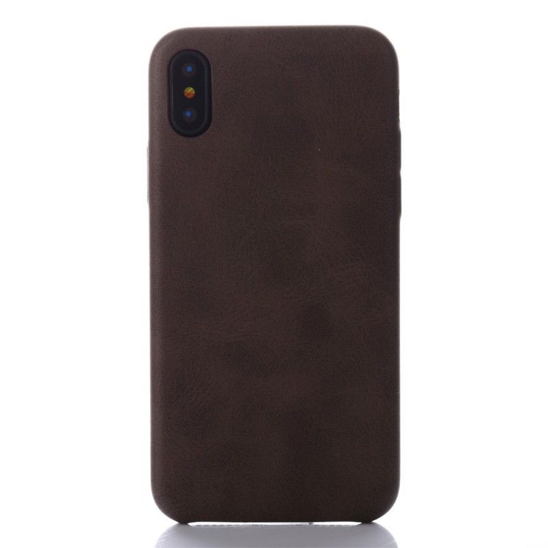 Hoesje iPhone X Taupe Retro Leereffect