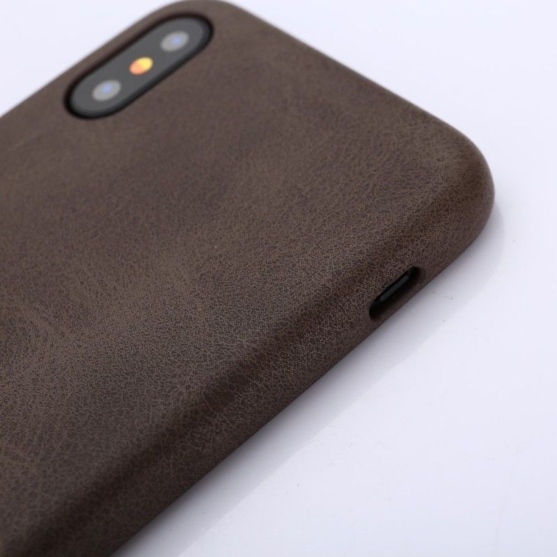 Hoesje iPhone X Taupe Retro Leereffect