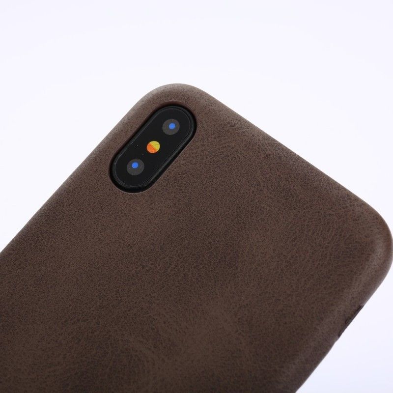 Hoesje iPhone X Taupe Retro Leereffect