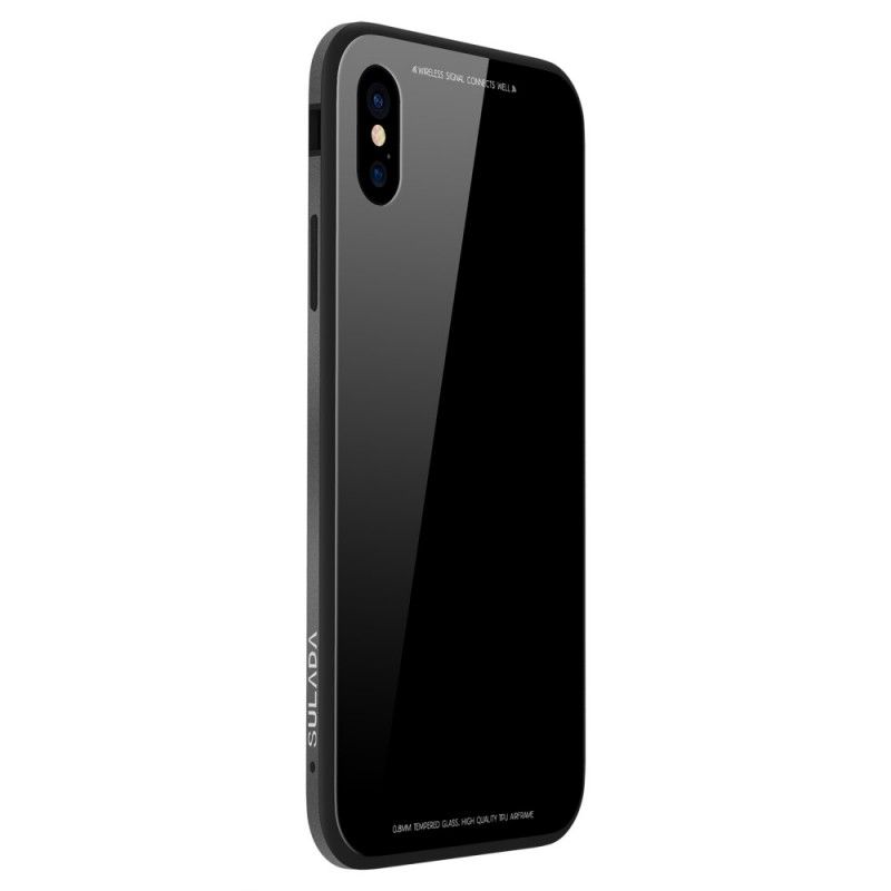 Hoesje iPhone X Wit Zwart Sulada Glans