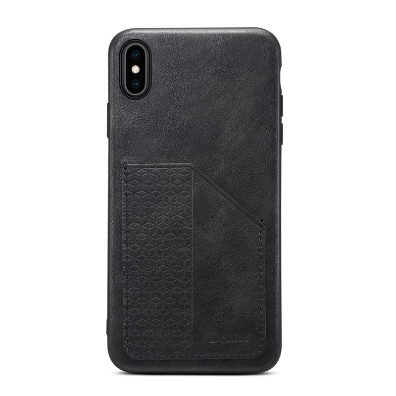 Hoesje voor iPhone X Donkerrood Zwart Kaarthouder
